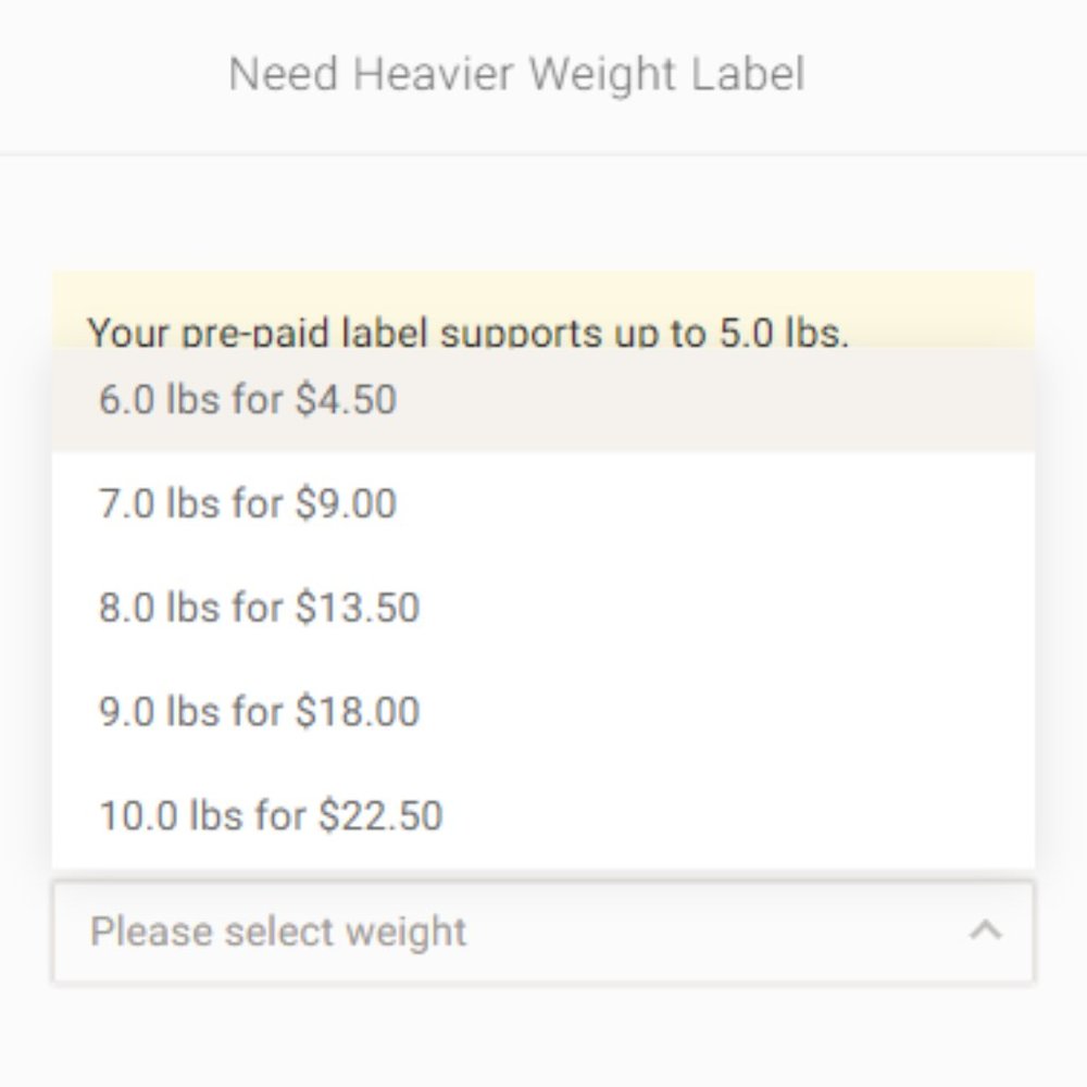 POSHMARK Additional Weight Pricing
